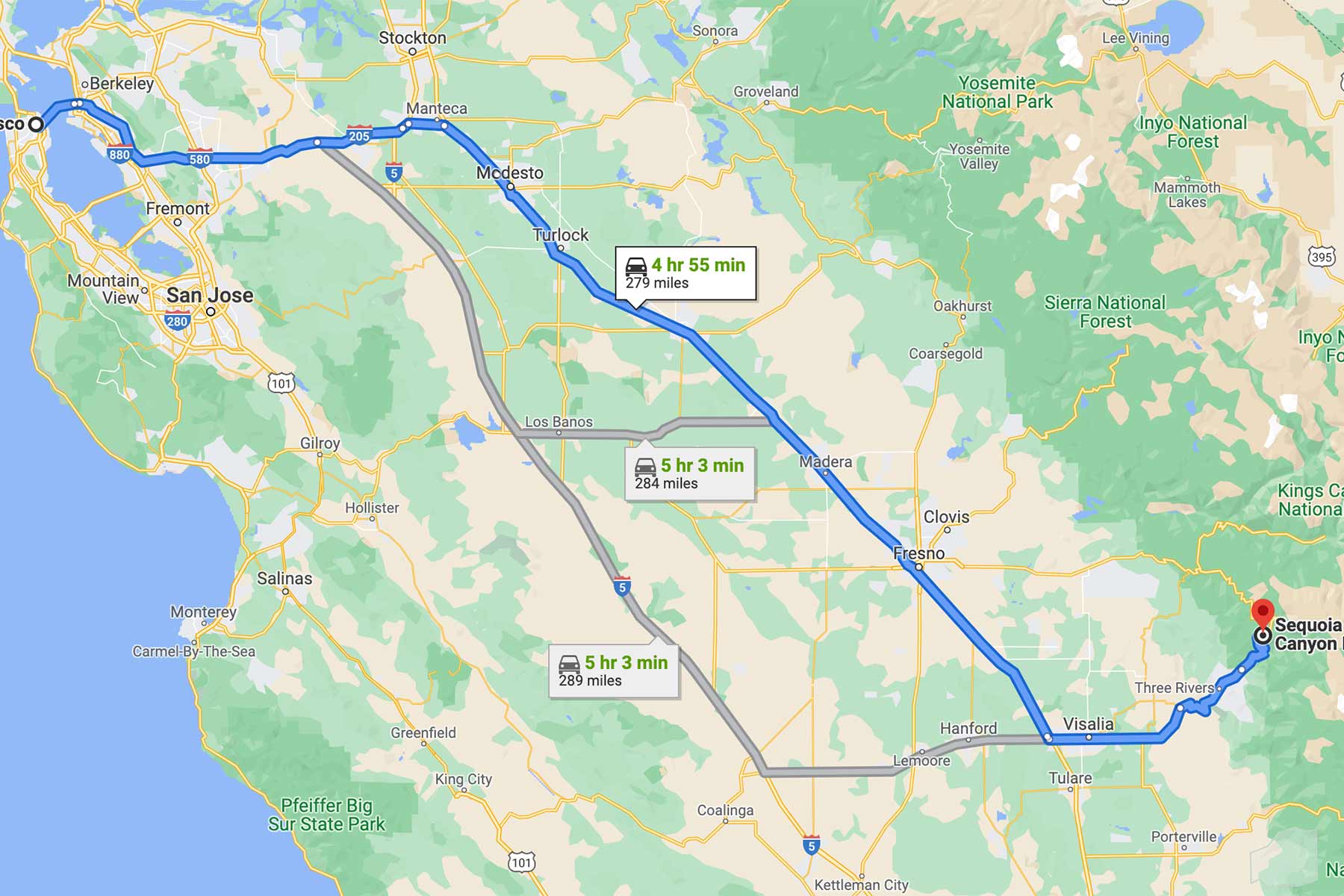 san francisco to sequoia national park, redwoods near san francisco